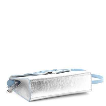 Christian Dior Metallic Grained Calfskin Diorever Clutch Silver 4 of 16