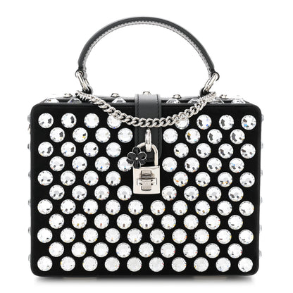 Dolce & Gabbana Suede Crystal Embellished Lily Box Bag Black 1 of 11