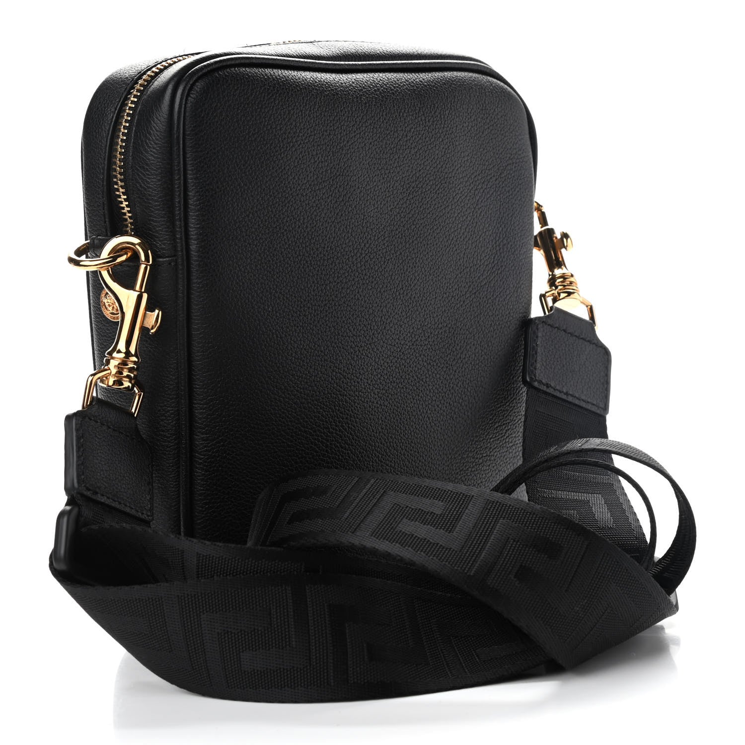 Versace Grained Calfskin Small Medusa Messenger Bag Black 3 of 9