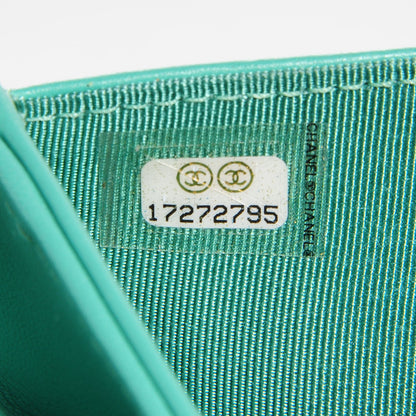 Chanel Patent Quilted Compact Wallet Green 7 of 7