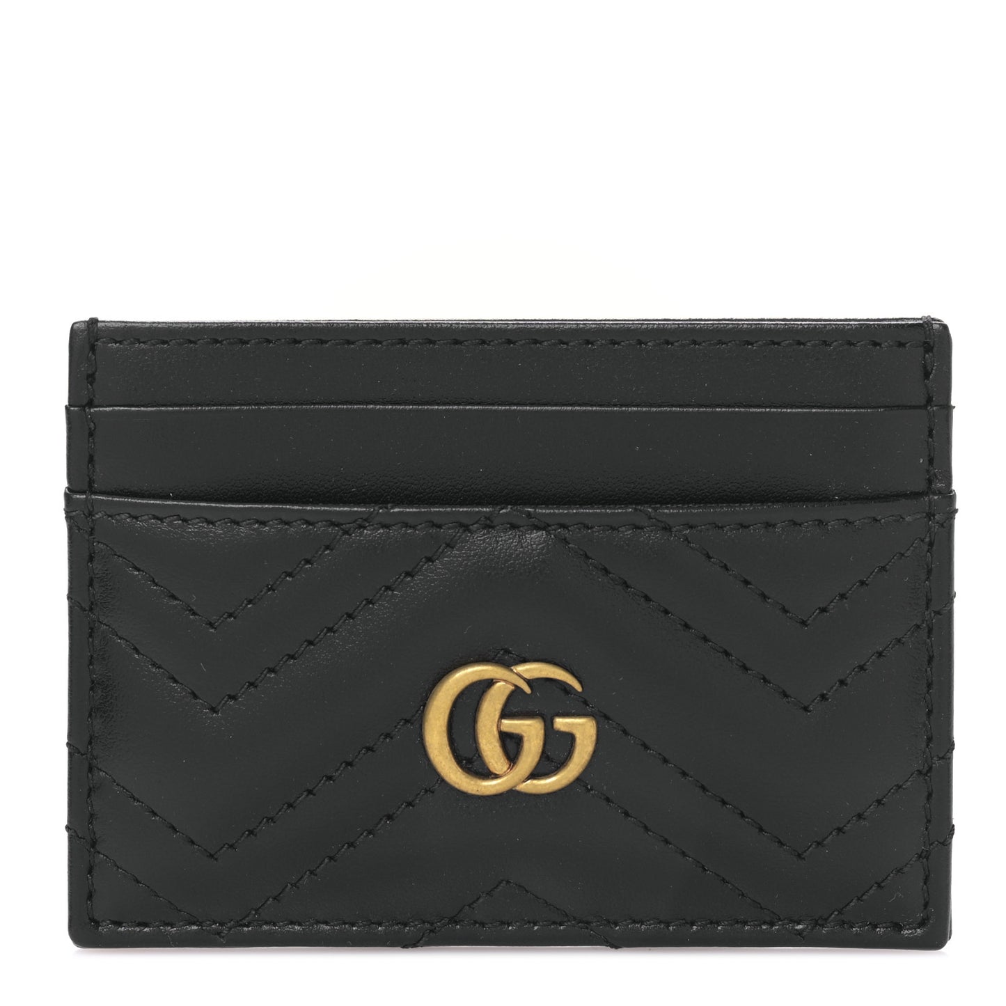 Calfskin Matelasse GG Marmont Card Holder Black