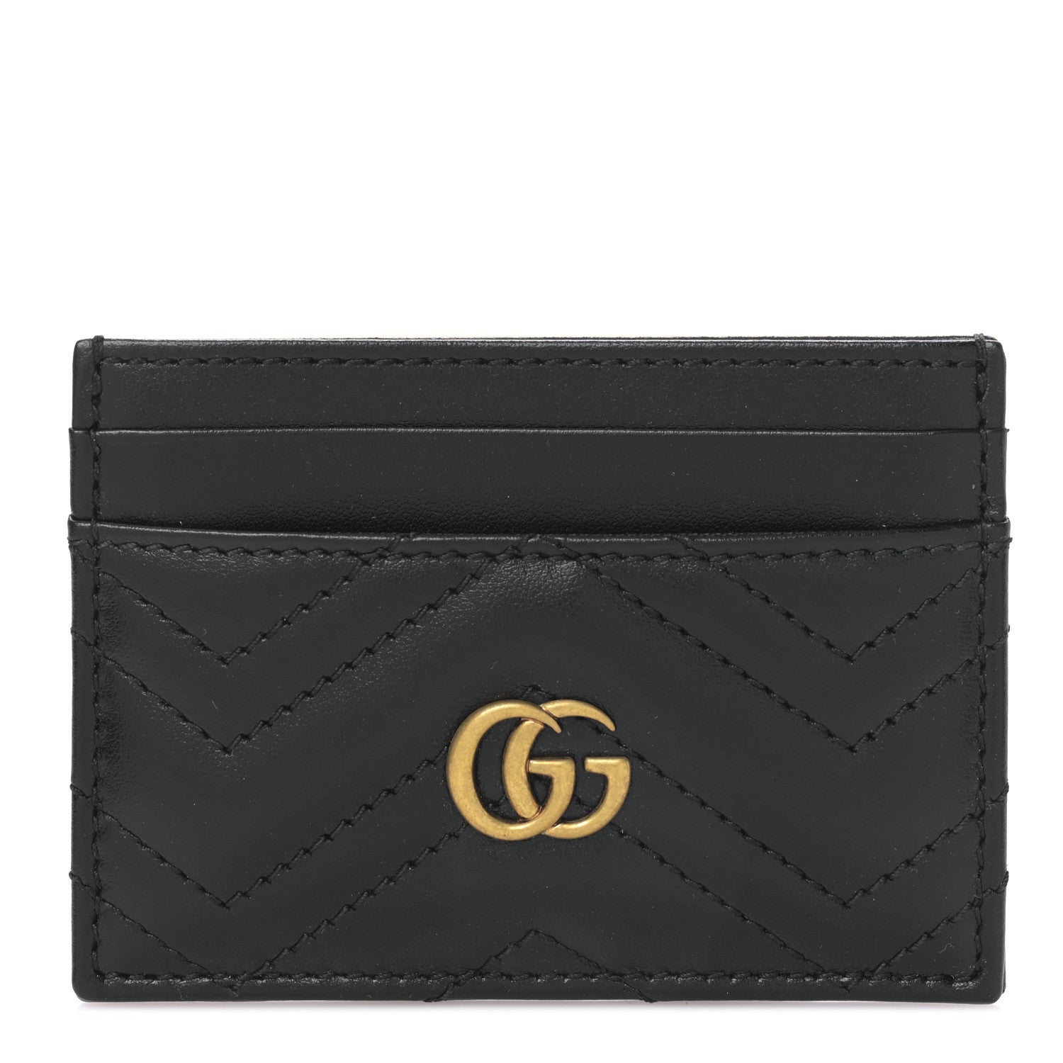 Gucci Calfskin Matelasse GG Marmont Card Holder Black 1 of 8
