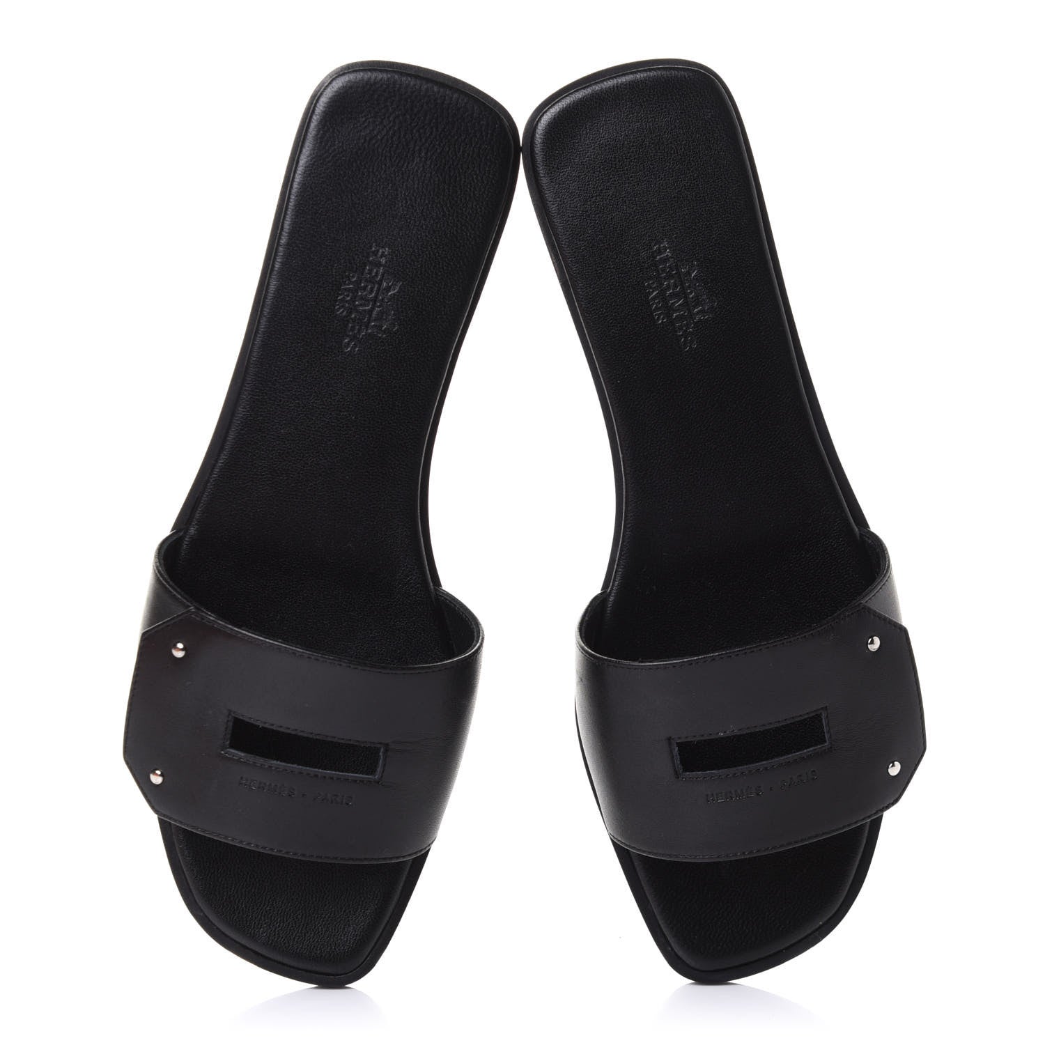 Hermes Calfskin View Sandals 37.5 Black 5 of 10