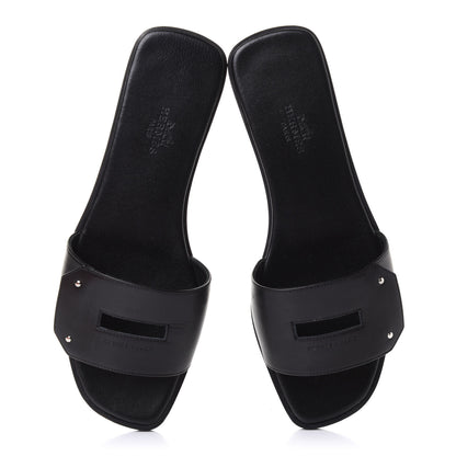 Hermes Calfskin View Sandals 37.5 Black 5 of 10