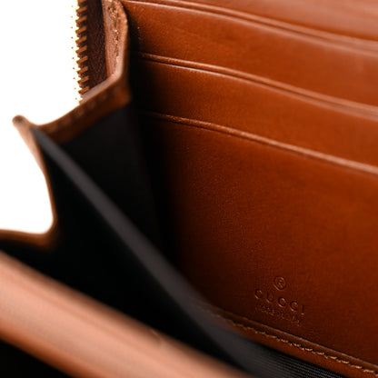 Gucci GG Supreme Monogram Cuoio Toscano Zip Around Wallet Beige Ebony Cuir 6 of 12