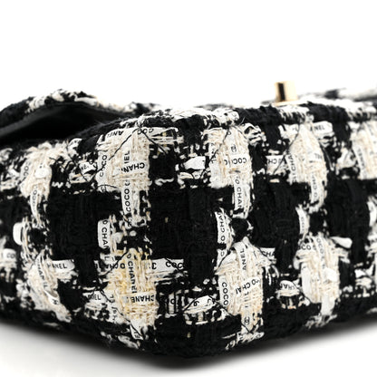 Chanel Tweed Quilted Mini Rectangular Flap Black Ecru White 9 of 12