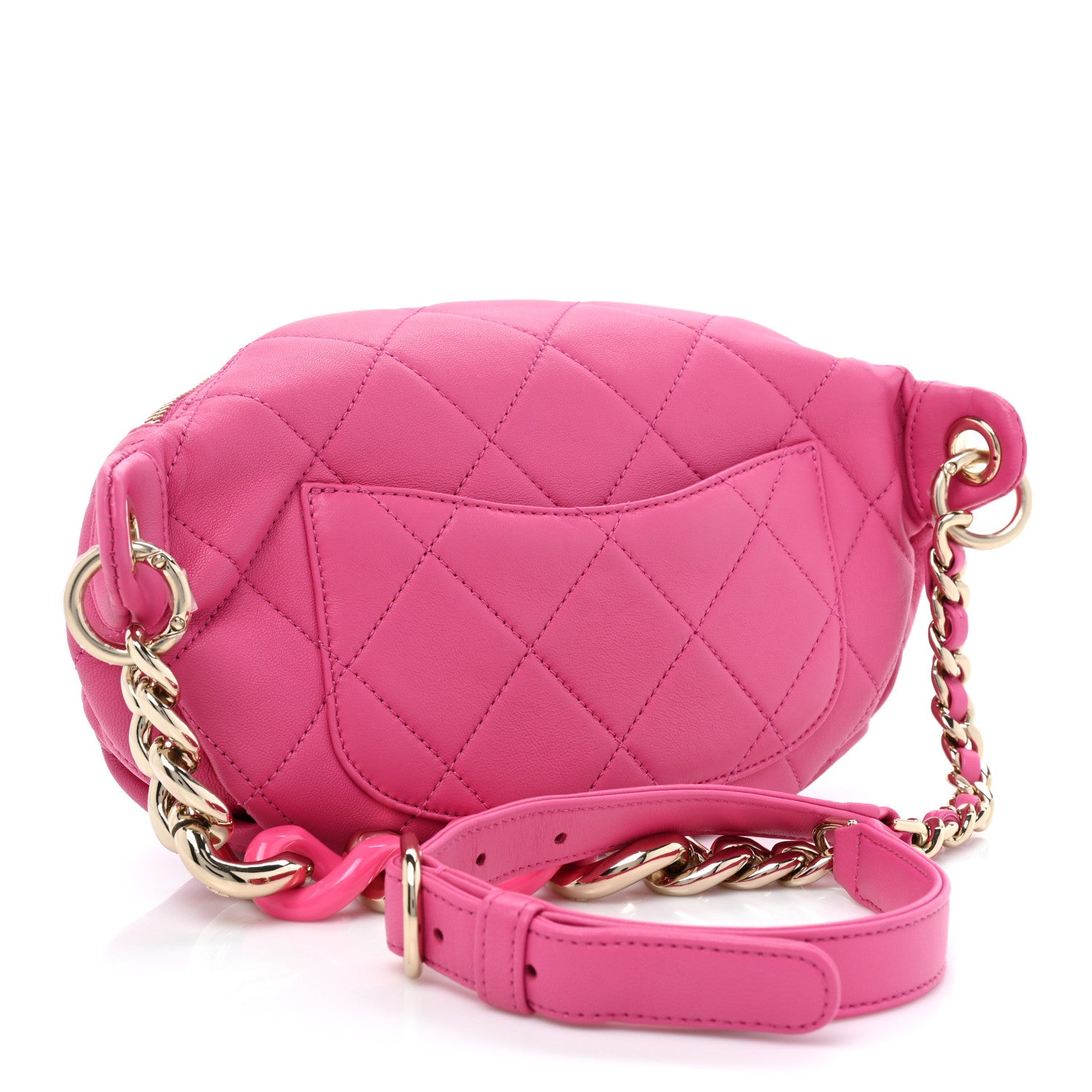 Chanel Lambskin Quilted Resin Bi-Color Waist Bag Fanny Pack Pink 3 of 9