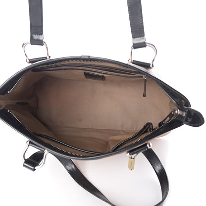 Burberry Patent Trim Nova Check Shopper Tote Black 4 of 11