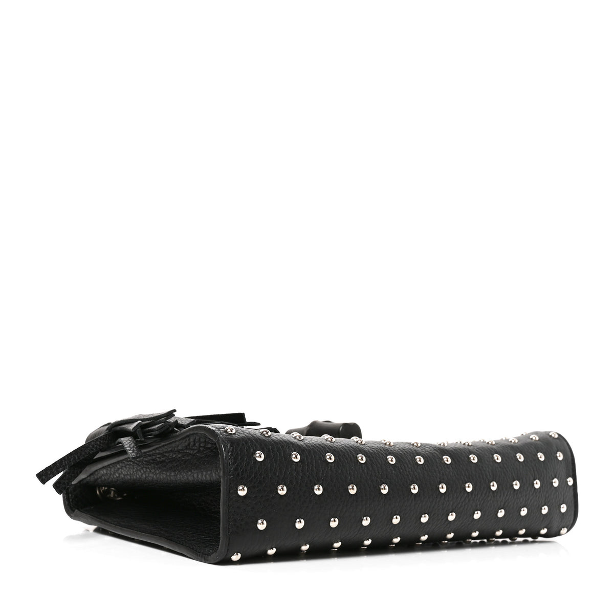 Calfskin Studded Medium Miss Bamboo Shoulder Bag Black