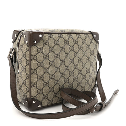 Gucci GG Supreme Monogram Textured Calfskin Square Messenger Bag Beige Ebony New Acero 3 of 11