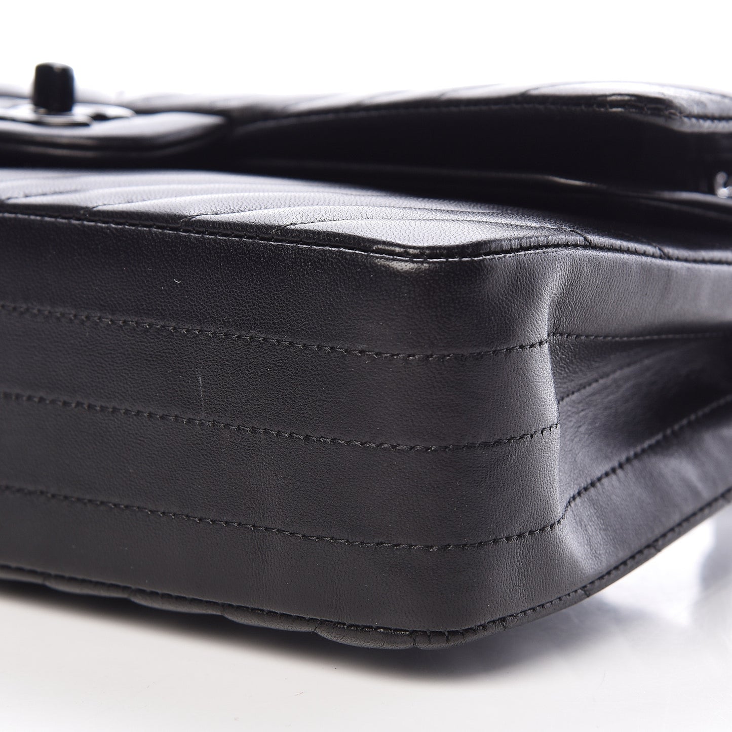 Lambskin Chevron Quilted Medium Double Flap So Black