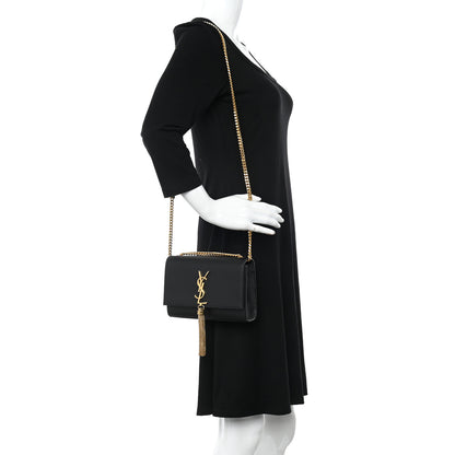 Saint Laurent Smooth Calfskin Small Classic Monogram Kate Tassel Chain Wallet Black 3 of 11