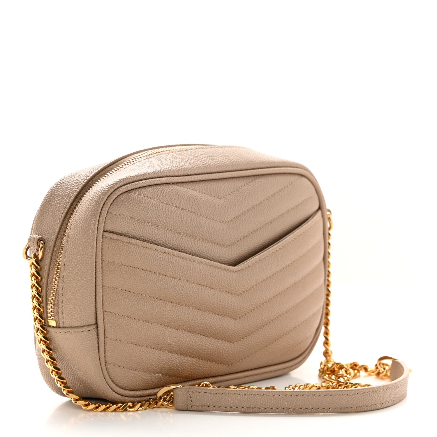Saint Laurent Grain De Poudre Matelasse Monogram Mini Lou Camera Bag Dark Beige 3 of 12