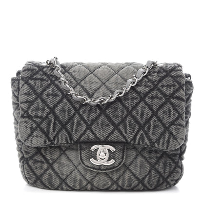 Chanel Washed Denim Quilted Small Denimpression Flap Grey Black 1 of 10