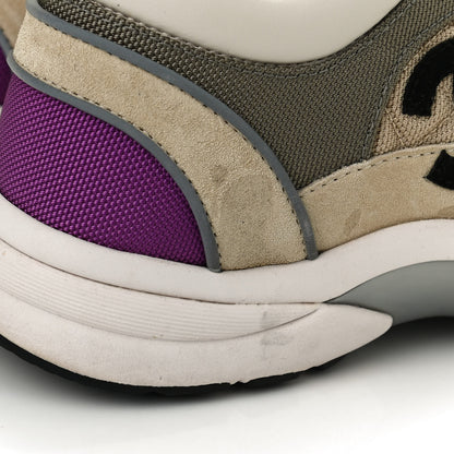 Chanel Mesh Suede Calfskin Grained Calfskin Womens CC Sneakers 39 Beige Dark Beige Purple 10 of 12
