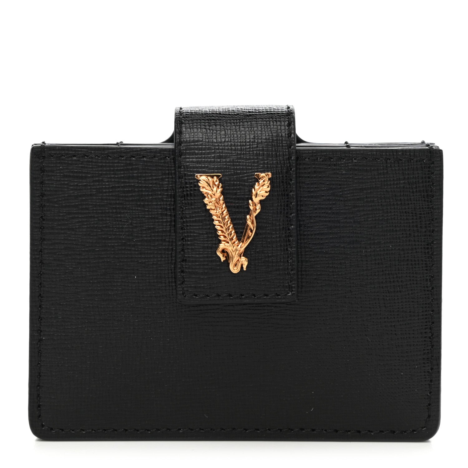 Versace Calfskin Virtus Gusset Wallet Black 1 of 8