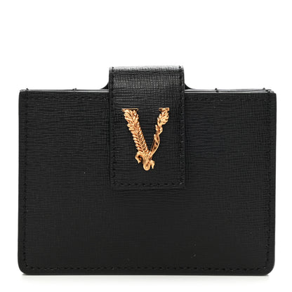 Versace Calfskin Virtus Gusset Wallet Black 1 of 8