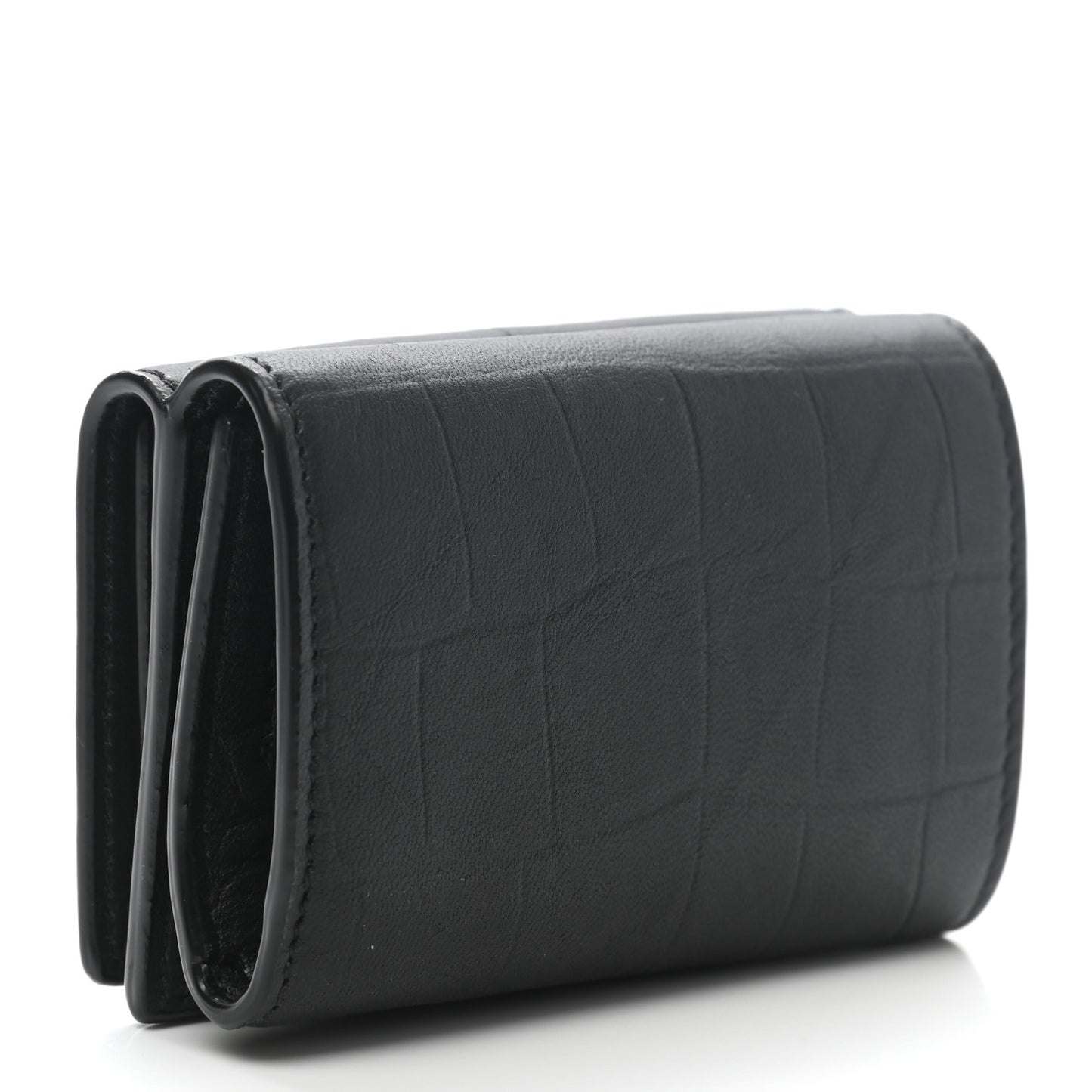 Crocodile Embossed Monogram Compact Tri Fold Gray