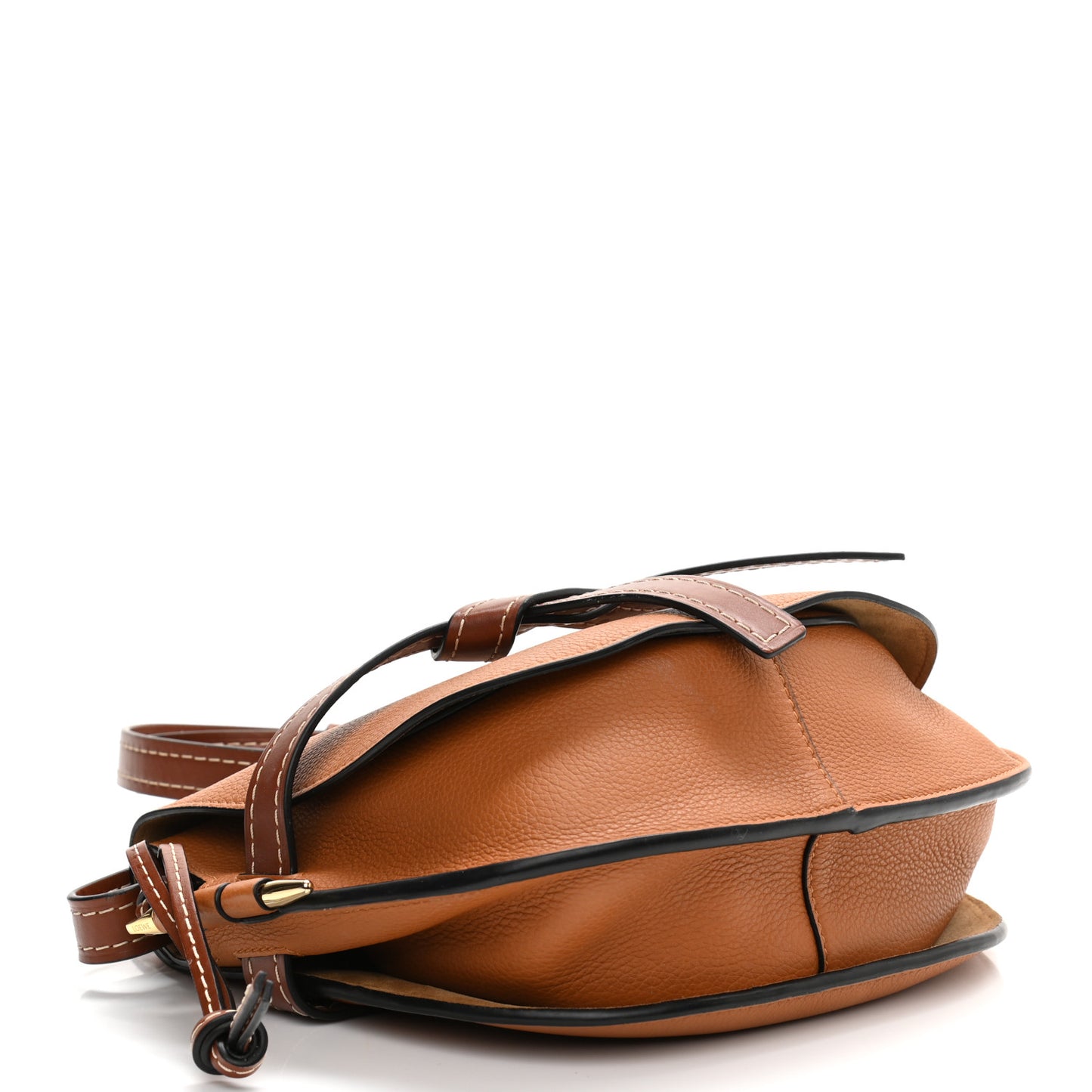 Grained Calfskin Small Gate Crossbody Bag Caramel Pecan