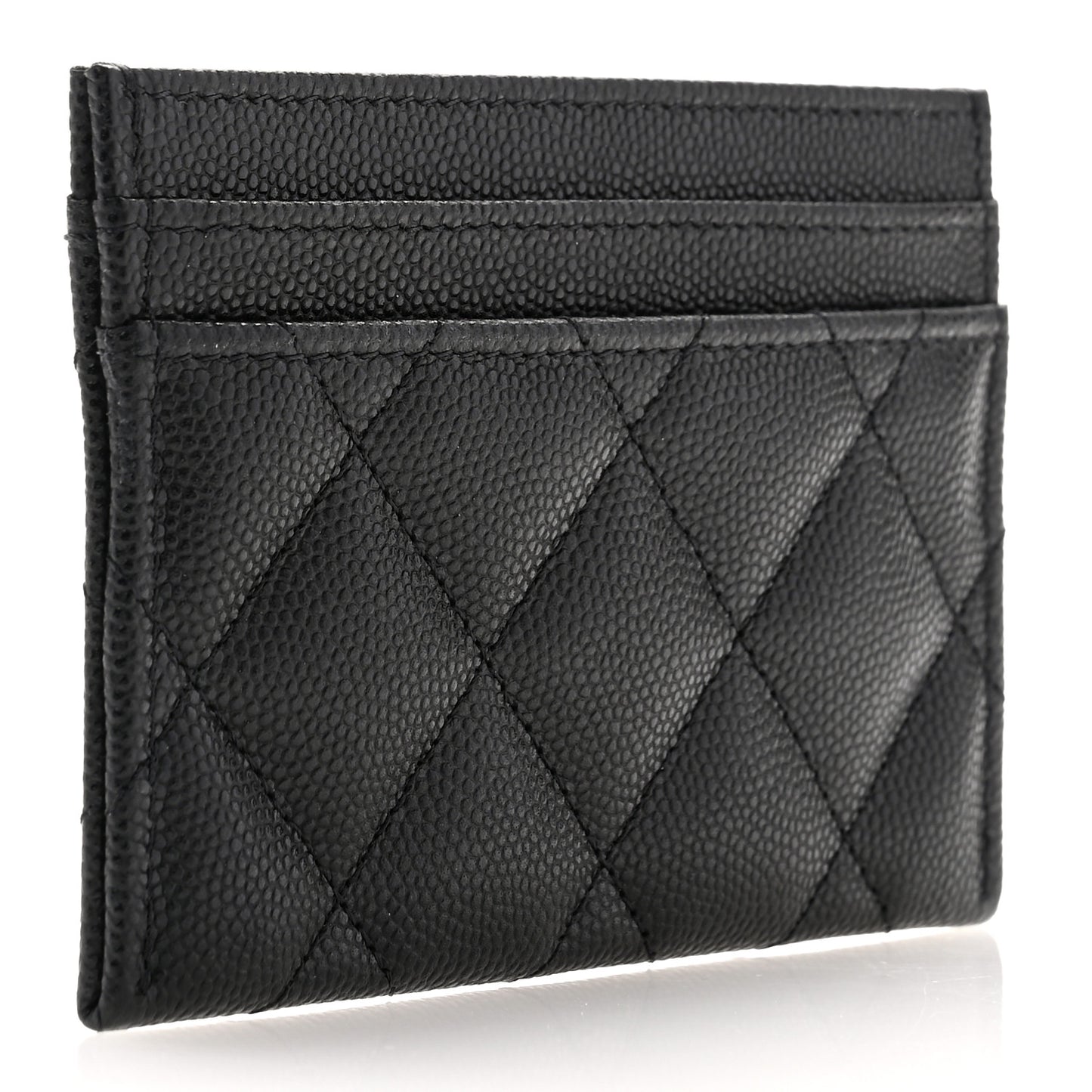 Caviar Quilted Hammered CC Card Holder Black