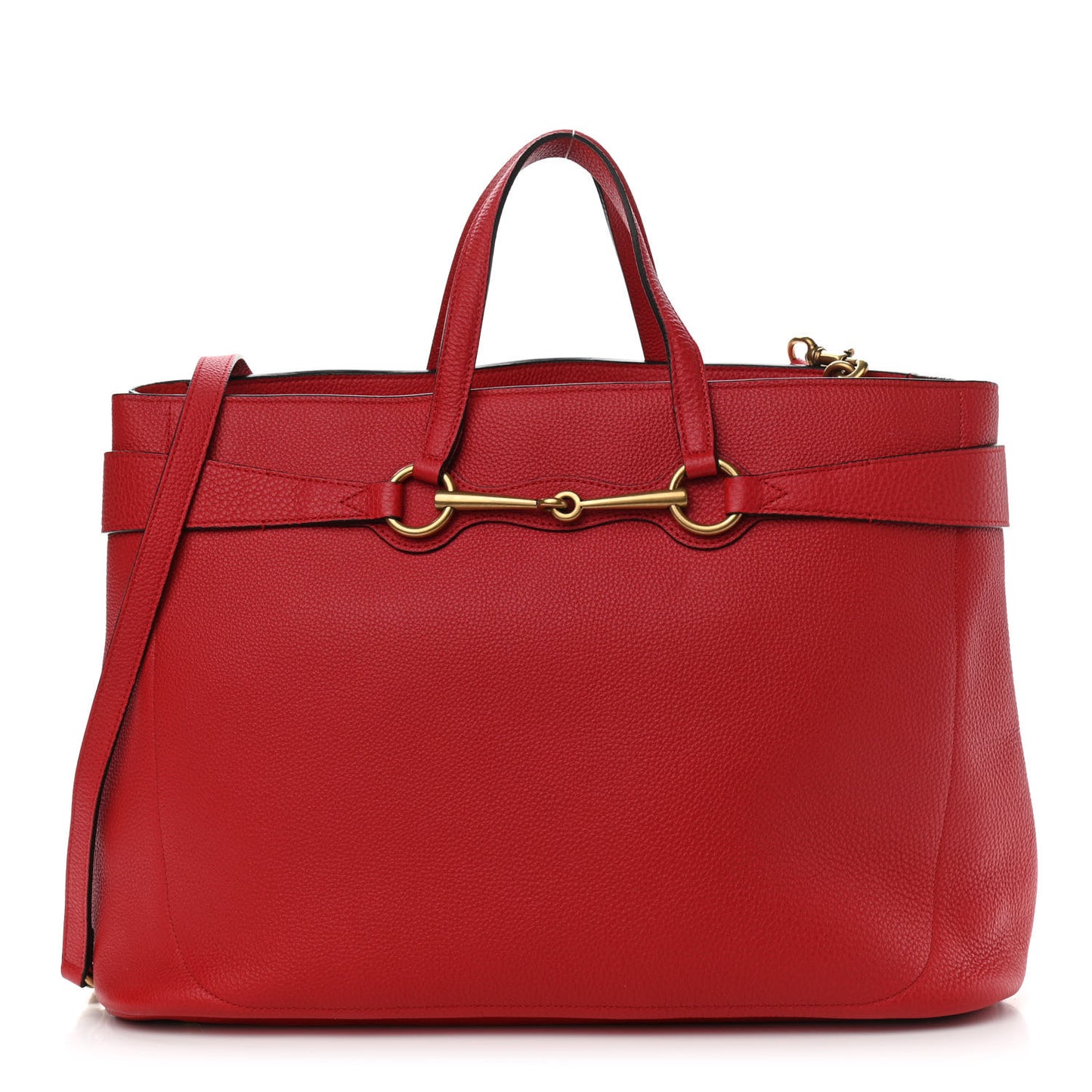 Textured Calfskin Large Bright Bit Tote Red