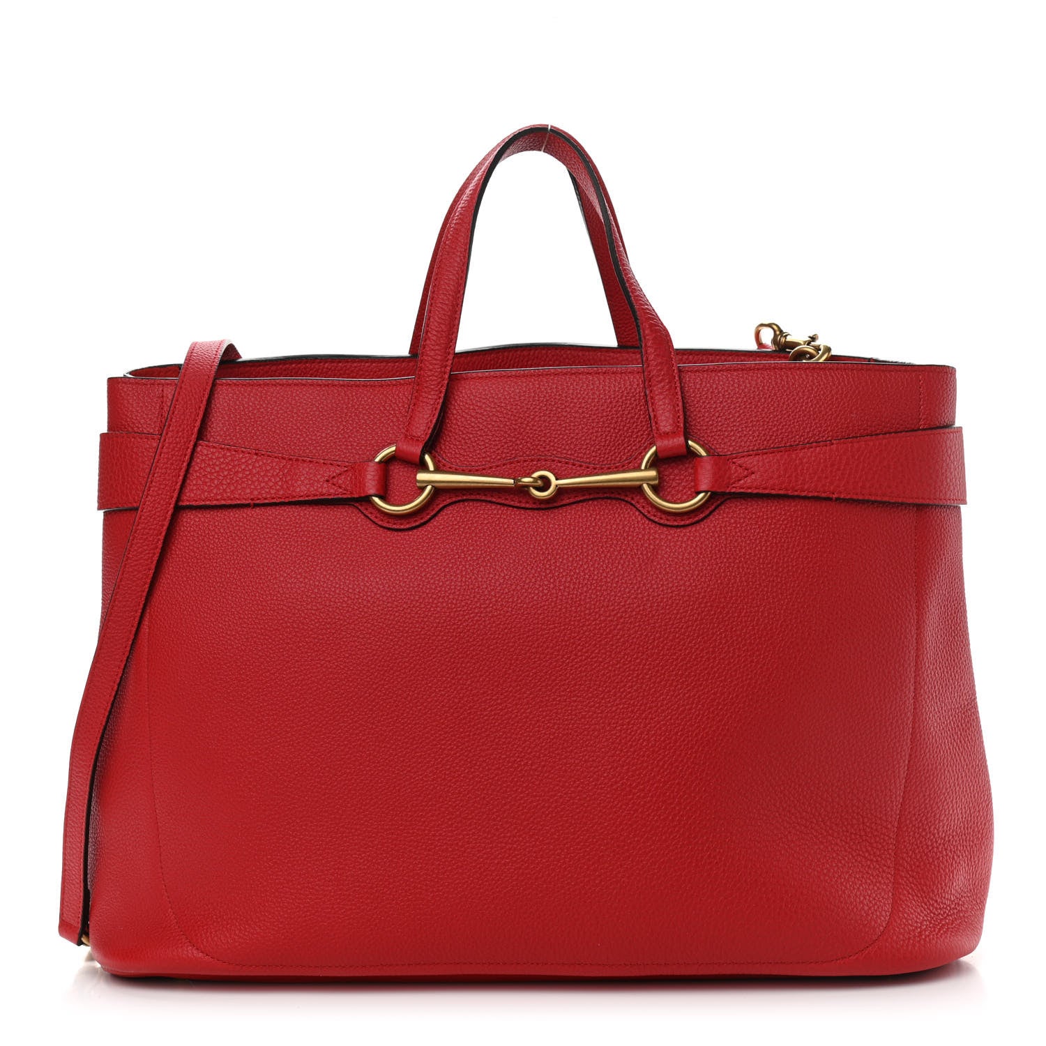 Gucci Textured Calfskin Large Bright Bit Tote Red 3 of 13