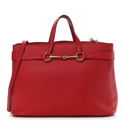Gucci Textured Calfskin Large Bright Bit Tote Red 3 of 13