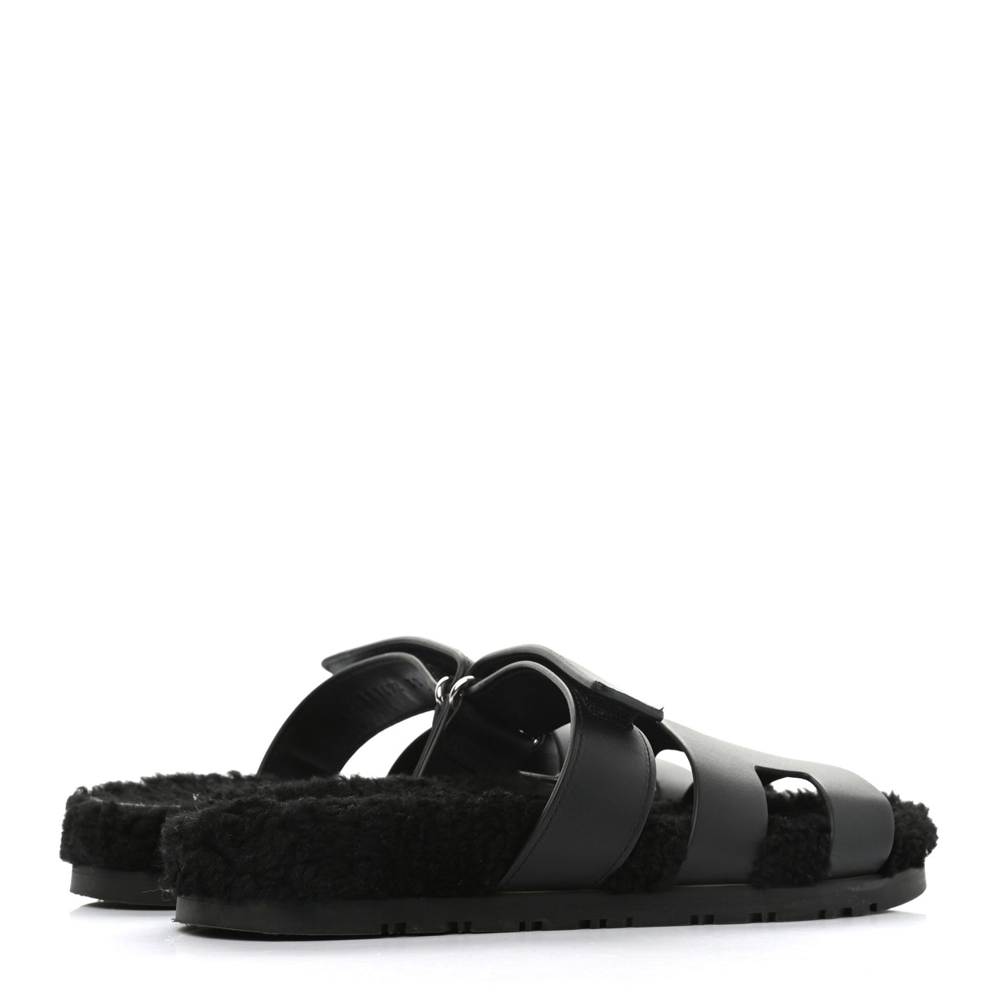 Calfskin Woolskin Womens Chypre Sandals 38 Black