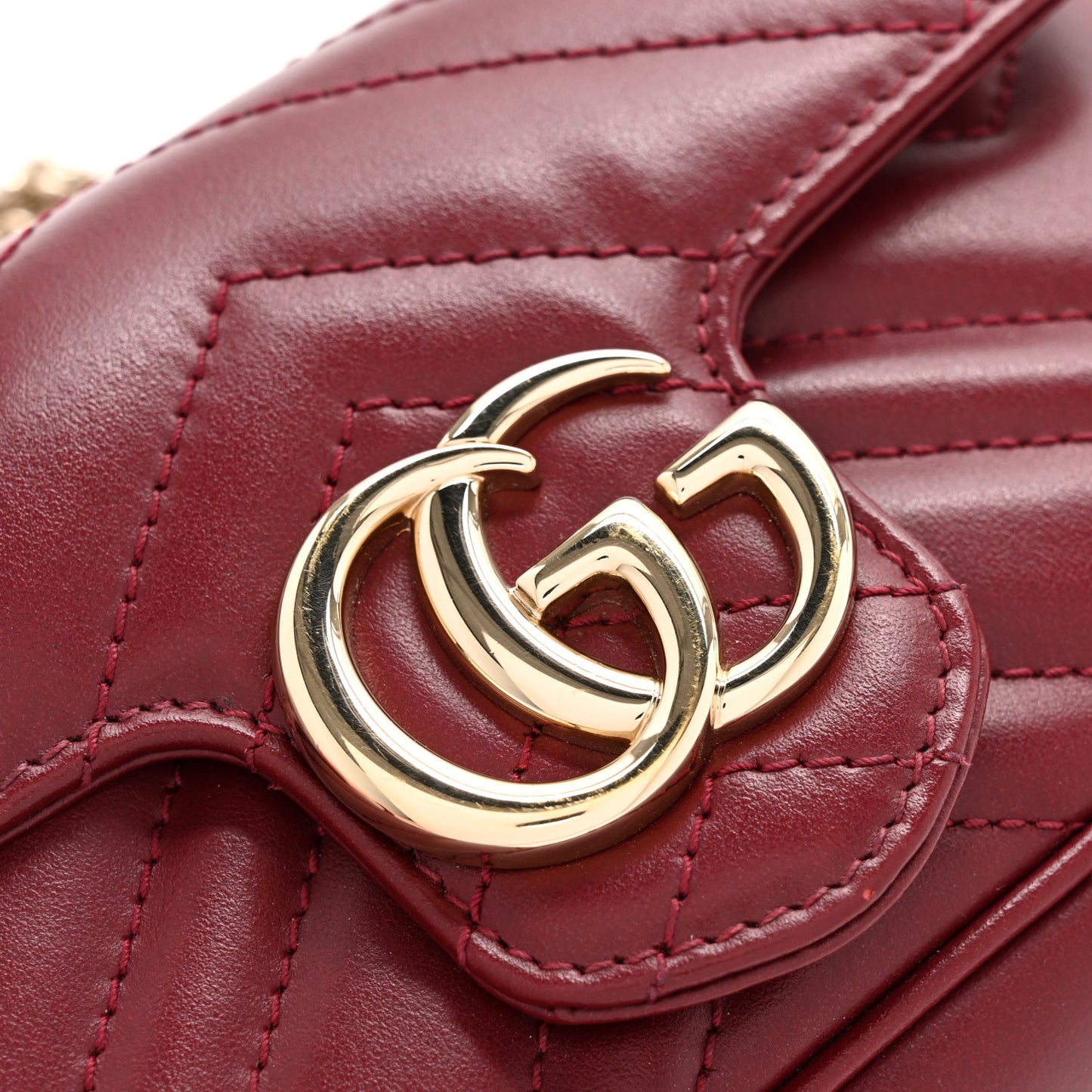 Calfskin Matelasse Super Mini GG Marmont Shoulder Bag Rosso Ancora