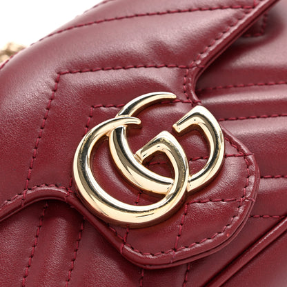 Gucci Calfskin Matelasse Super Mini GG Marmont Shoulder Bag Rosso Ancora 12 of 12