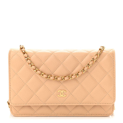 Chanel Caviar Quilted Wallet On Chain WOC Beige 1 of 12