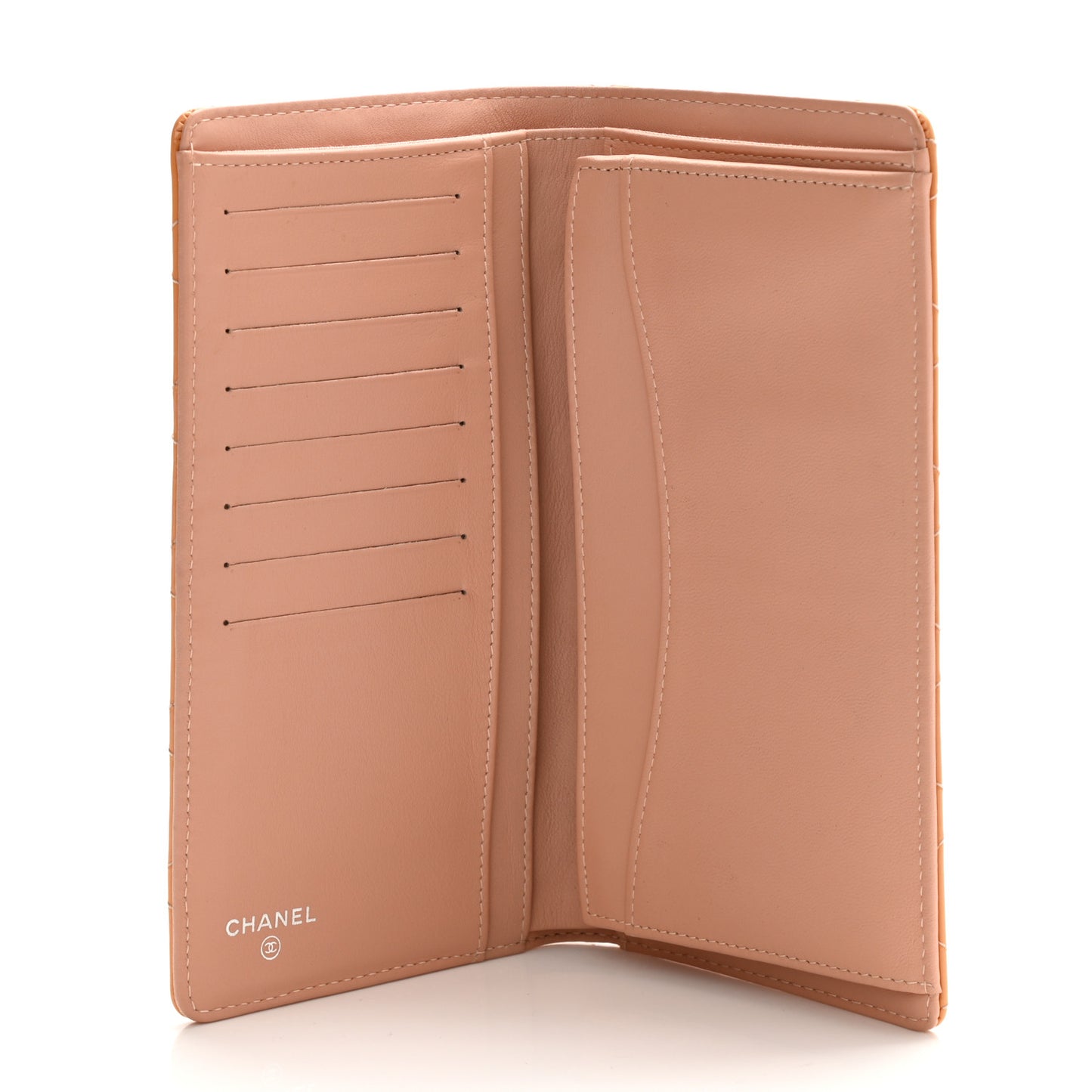 Patent Calfskin Quilted Yen Wallet Beige