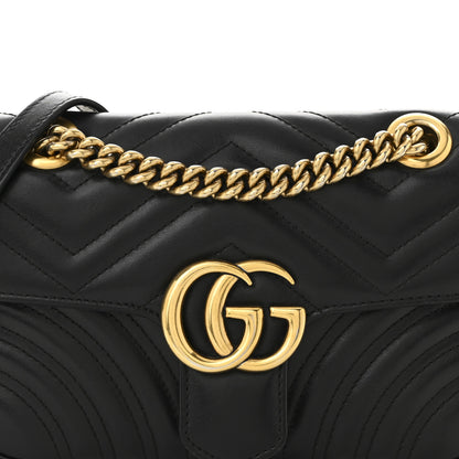 Gucci Calfskin Matelasse Small GG Marmont Shoulder Bag Black 8 of 11
