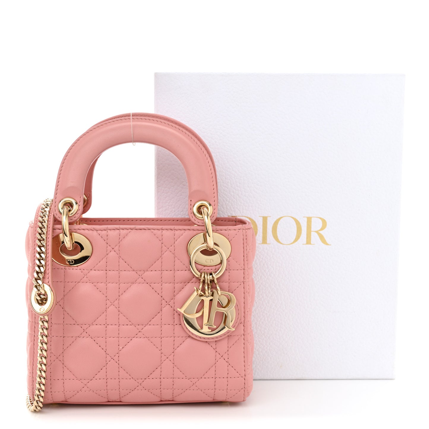 Lambskin Cannage Mini Lady Dior Old Rose