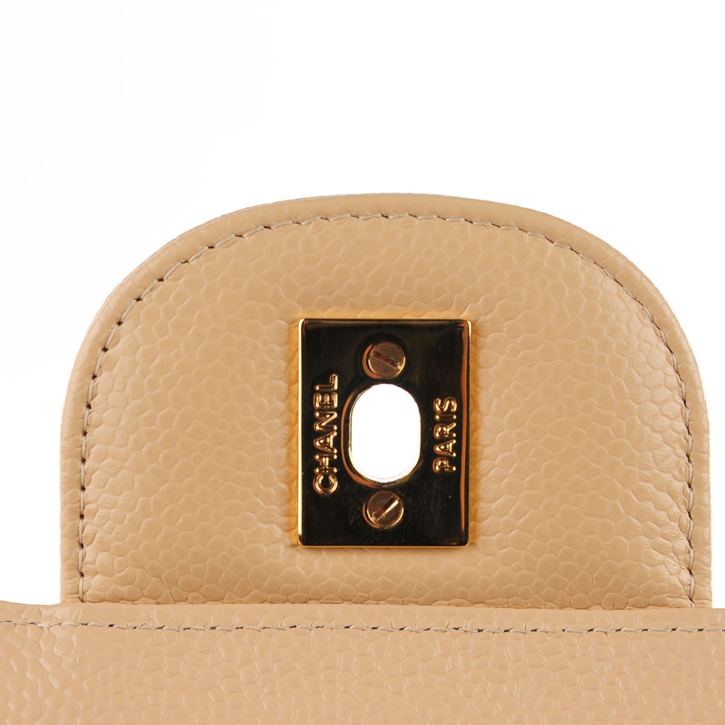 Caviar Quilted Jumbo Double Flap Beige Clair