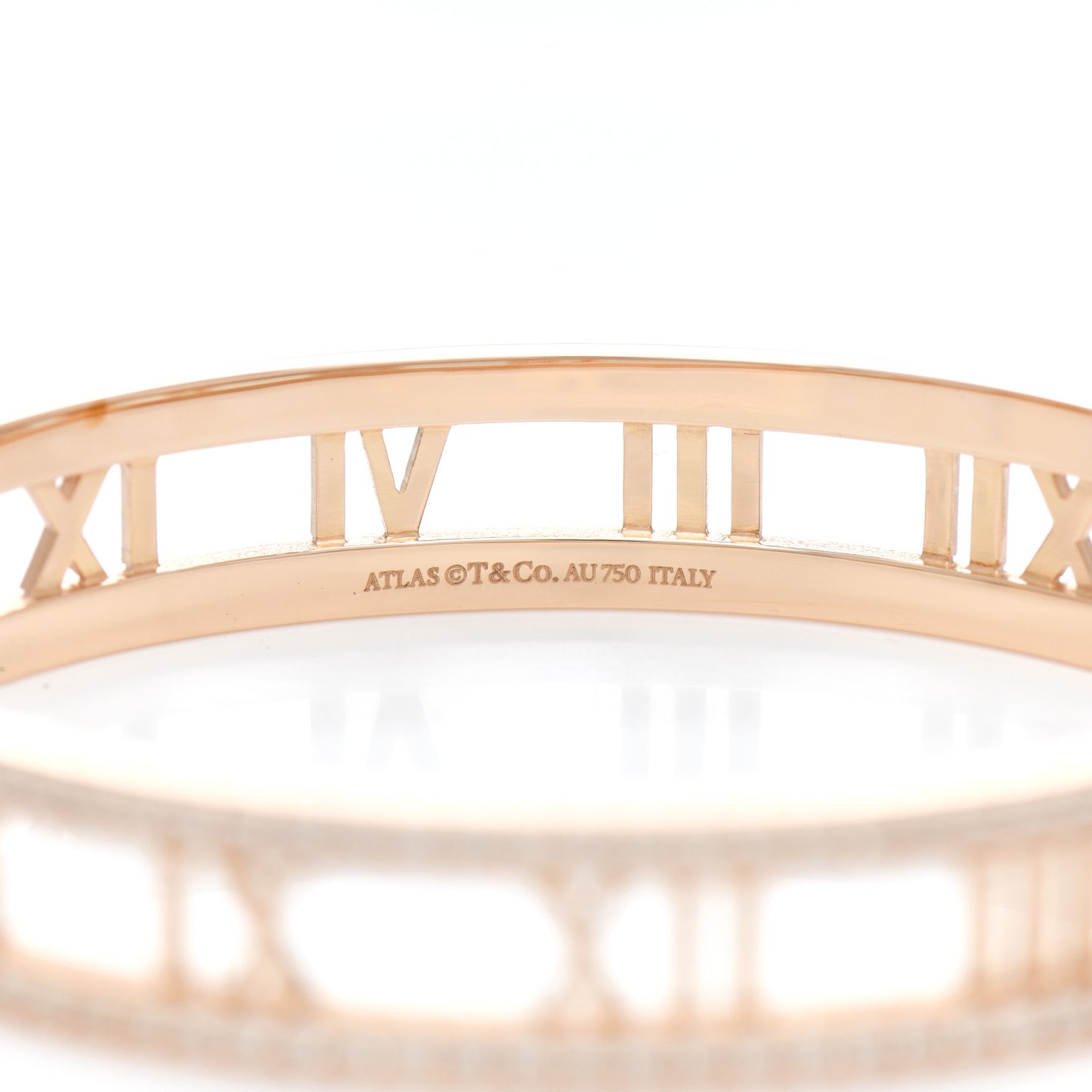 18K Rose Gold Diamond Atlas Open Hinged Bangle Bracelet