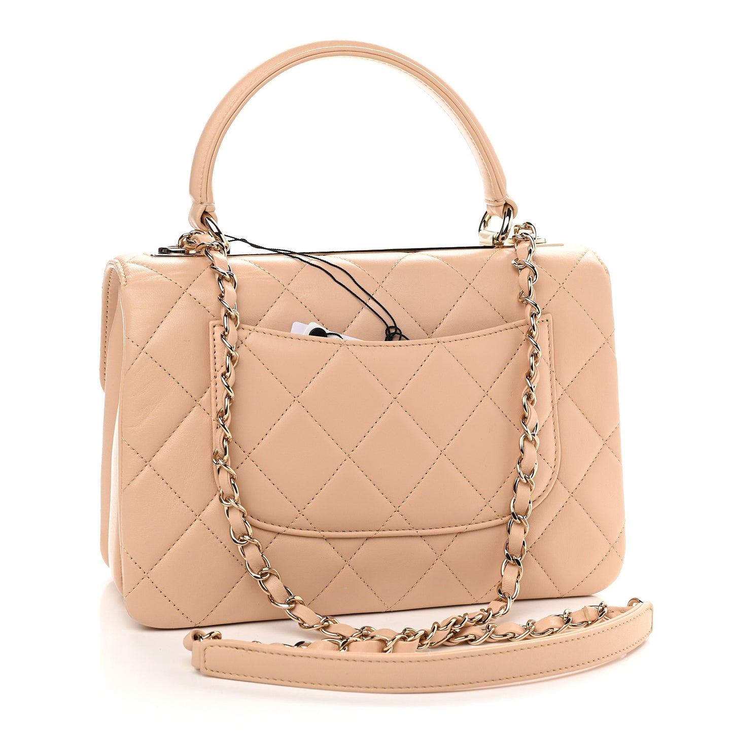 Lambskin Quilted Small Trendy CC Dual Handle Flap Bag Beige