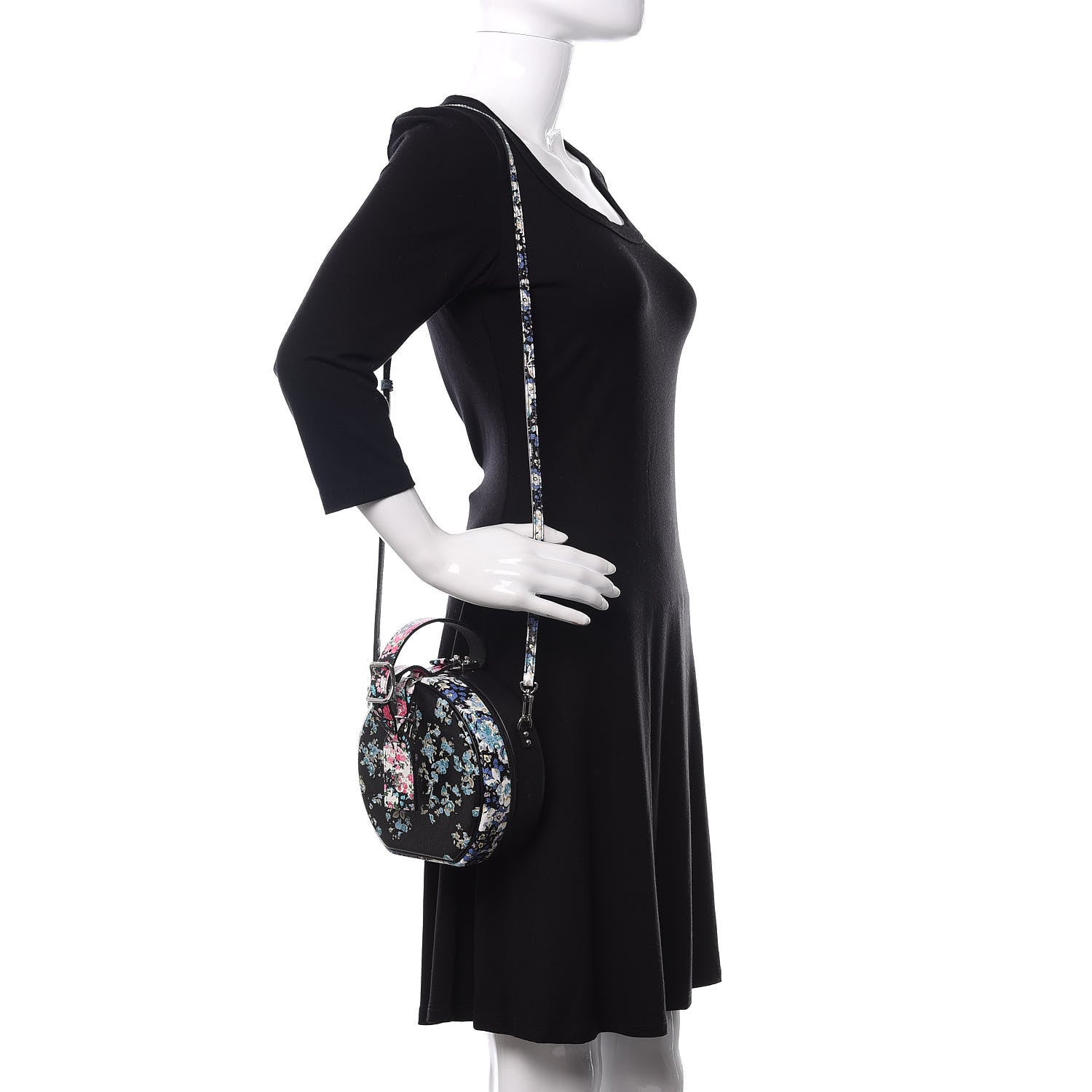 Louis Vuitton Calfskin Floral Print Petite Boite Chapeau Black 2 of 11