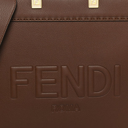 Fendi Vitello Cher Logo Debossed Medium Fendi Sunshine Shopper Tote Gianduia 8 of 12