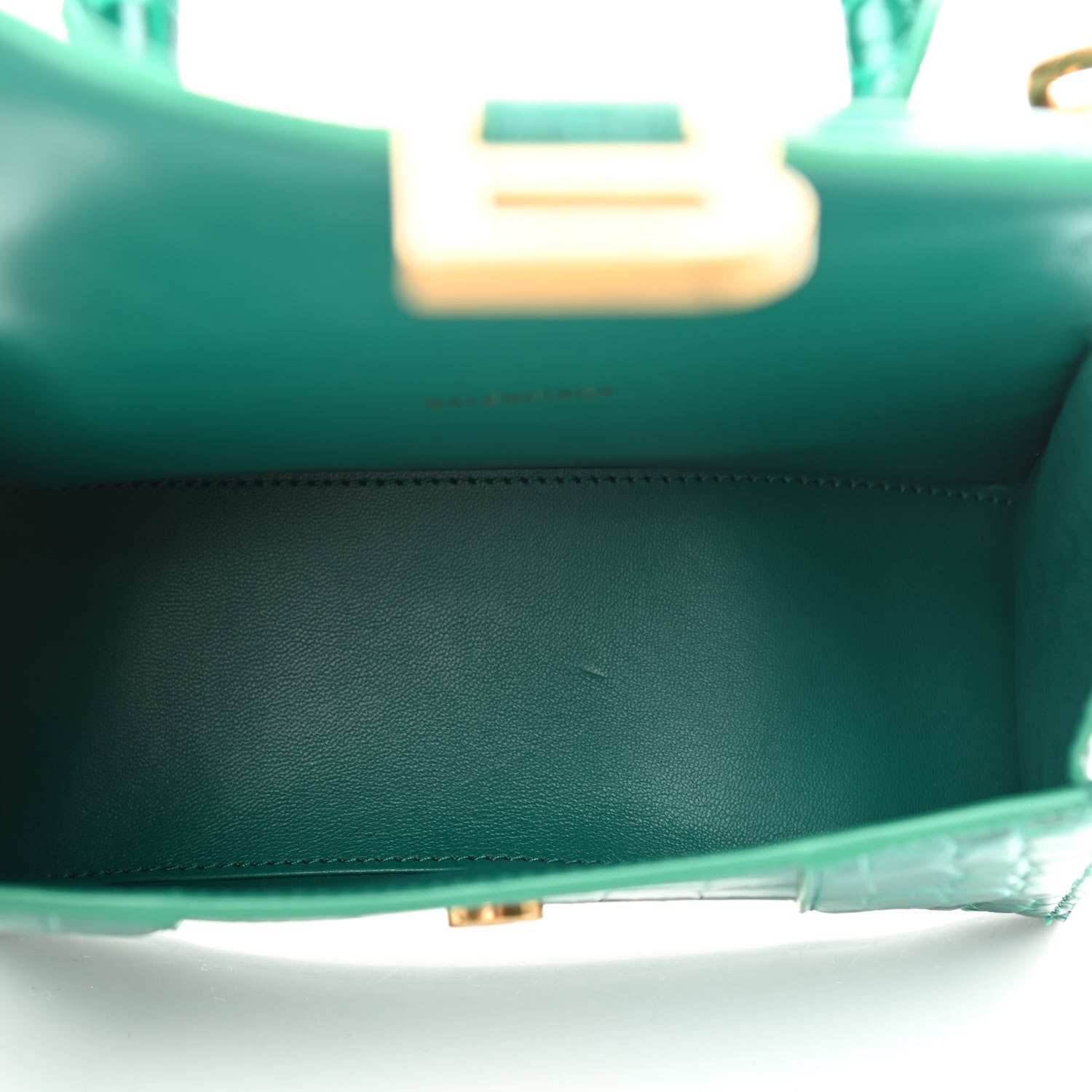 Balenciaga Shiny Calfskin Crocodile Embossed Hourglass Top Handle Bag XS Jade 5 of 11