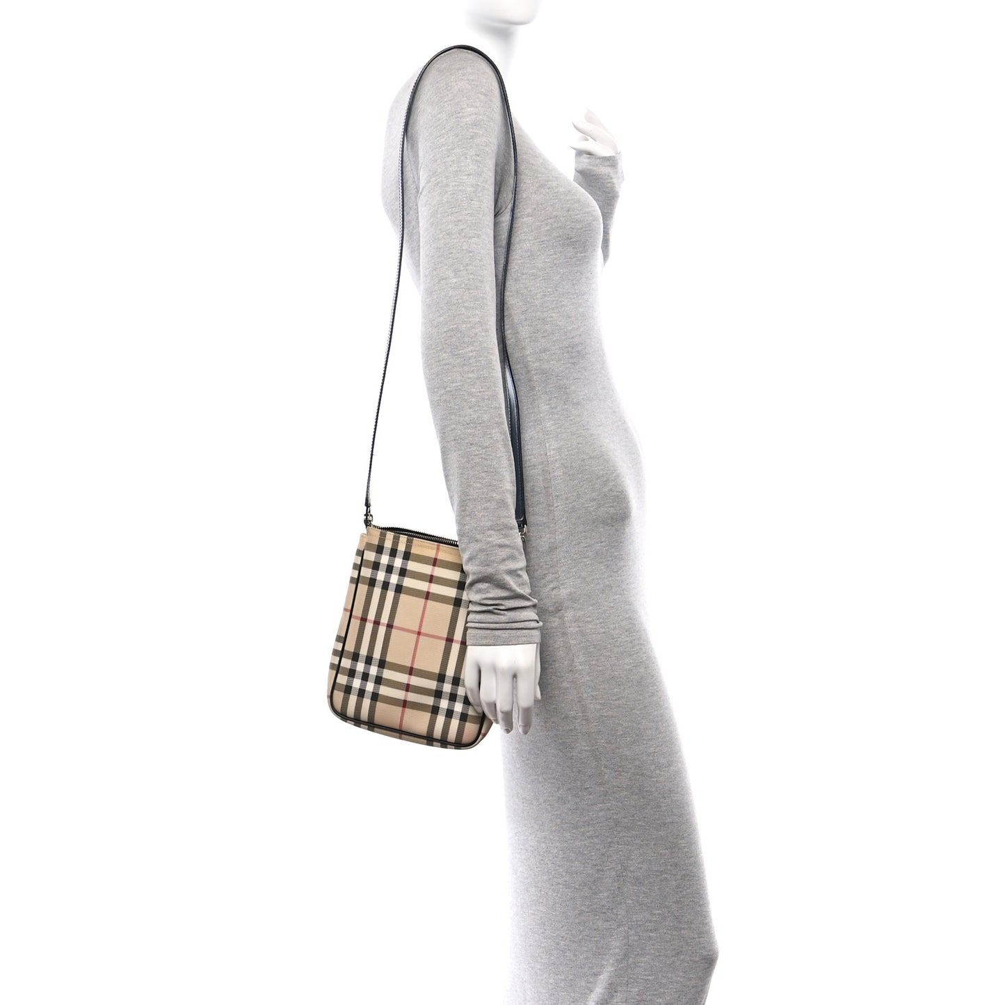 House Check Flat Crossbody Messenger Bag Black