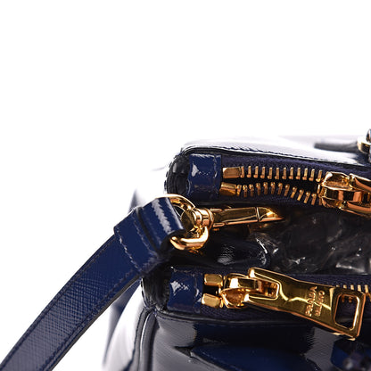 Prada Saffiano Vernice Small Double Zip Galleria Tote Inchiostro 12 of 12