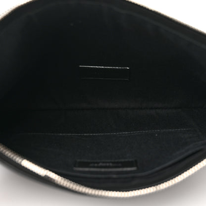 Saint Laurent Linen Canvas Rive Gouche Zipped Pouch Black 5 of 9