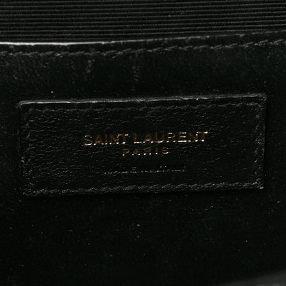 Saint Laurent Grain De Poudre Textured Mixed Matelasse Triquilt Medium Monogram Satchel Black 6 of 16