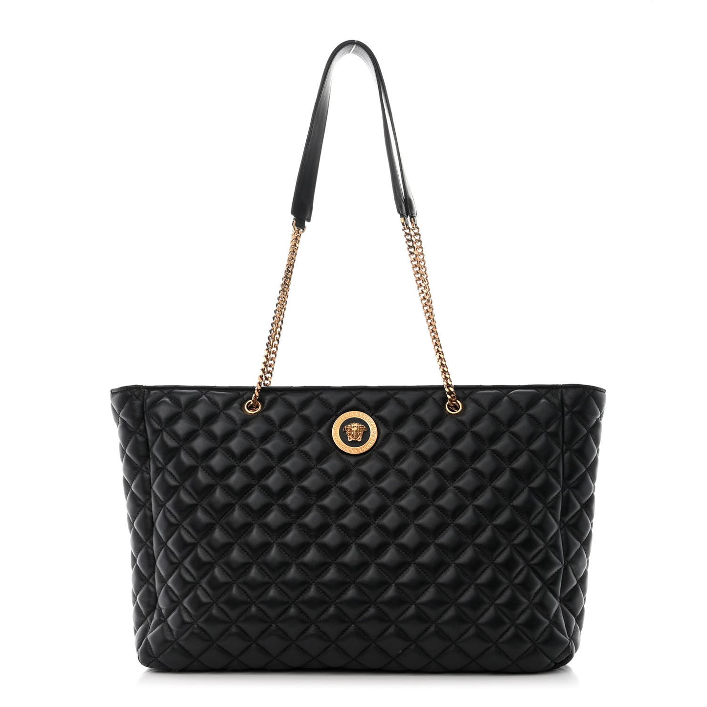 Nappa Quilted La Medusa Chain Tote Black
