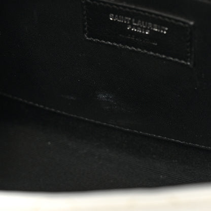 Saint Laurent Grain De Poudre Textured Mixed Matelasse Medium Triquilt Monogram Satchel White 10 of 20