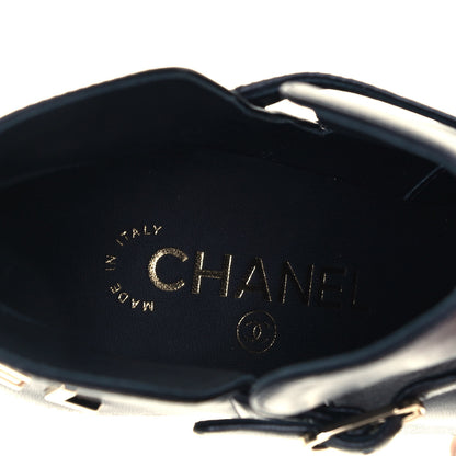 Chanel Lambskin Velvet Cap Toe Logo Short Boots 40 Black 8 of 8