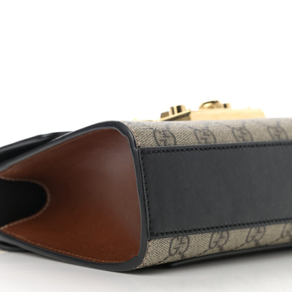 Gucci GG Supreme Monogram Calfskin Small Padlock Shoulder Bag Beige Black Cuir 9 of 13