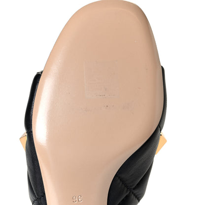 Valentino Garavani Nappa Quilted Roman Stud 65mm Slide Sandals 36 Black 6 of 7