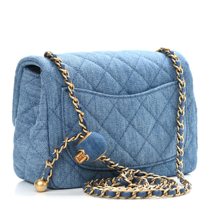 Chanel Denim Quilted Mini Pearl Crush Flap Blue 3 of 11